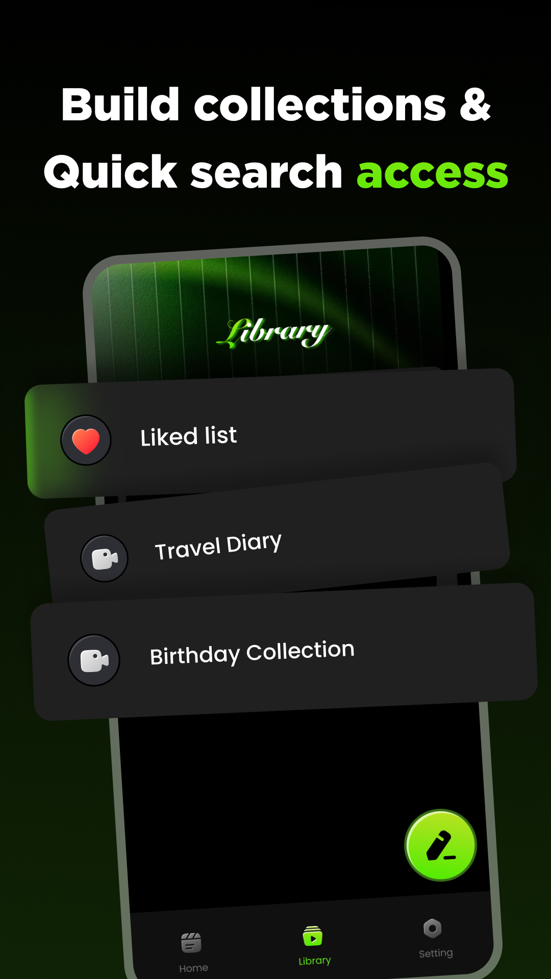 Vimor video collections screen